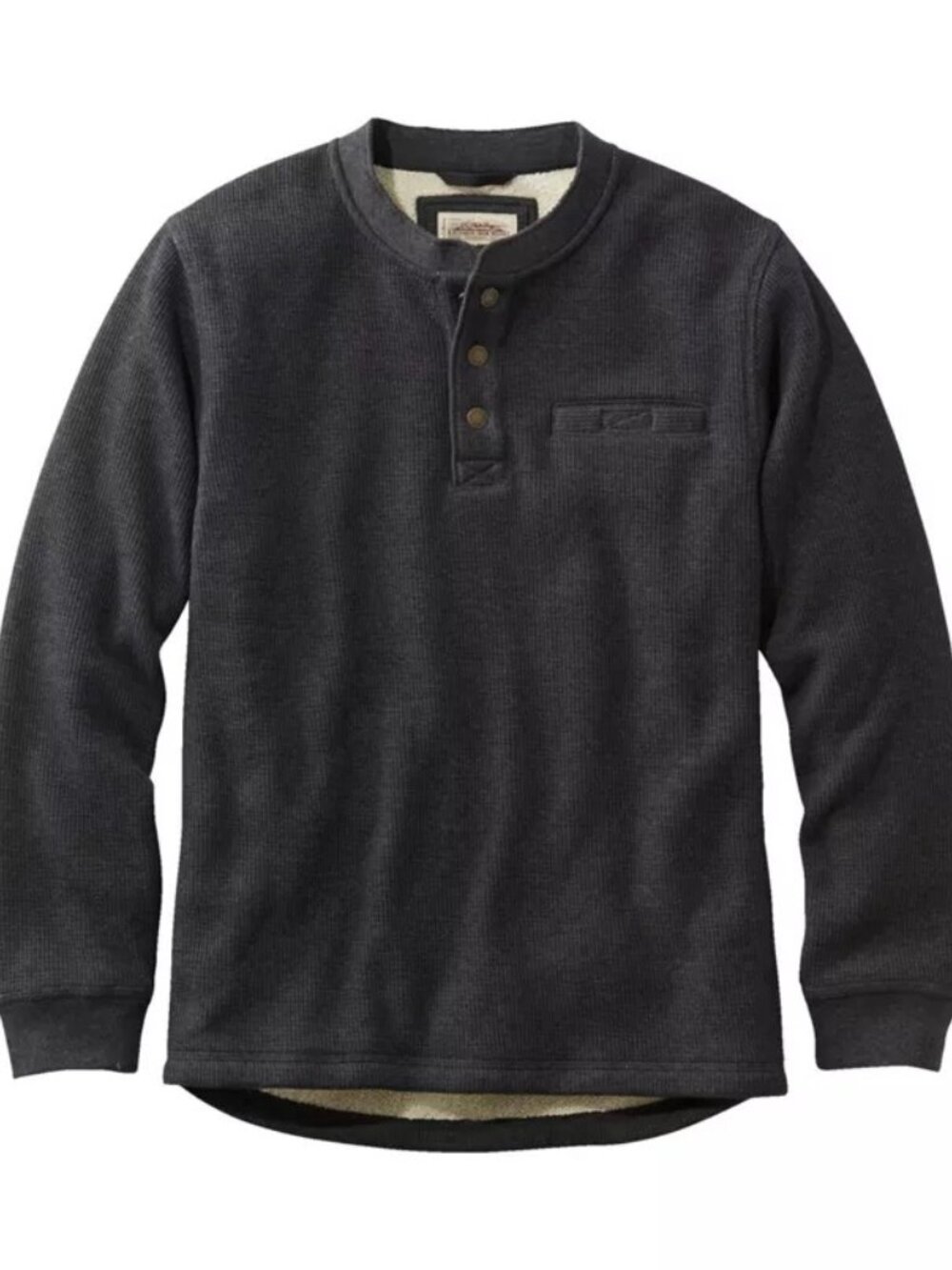 LL Bean  Men's Katahdin Iron Works® Bonded Waffle Fleece Henley Heather Grey SXL